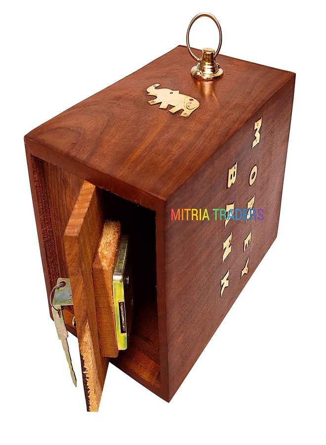 MITRIA TRADERS Money Bank - Master Size/Big Size Large Piggy Bank Wooden 6 X 5 Inch For Kids And Adults (Brown), Antique - Image 4